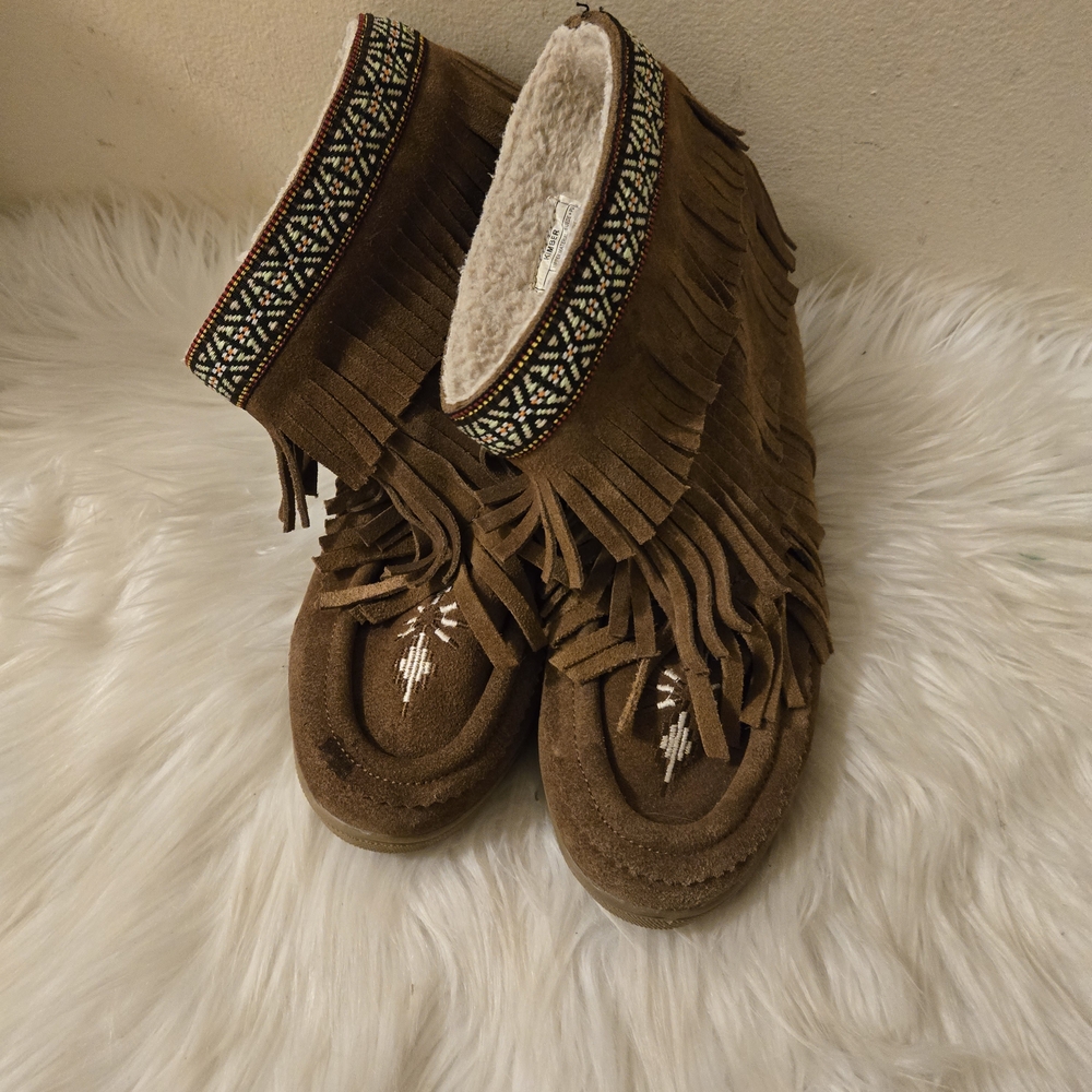 Gizzleez Kimber Moccasin Brown Ankle Boots Size 7.5
